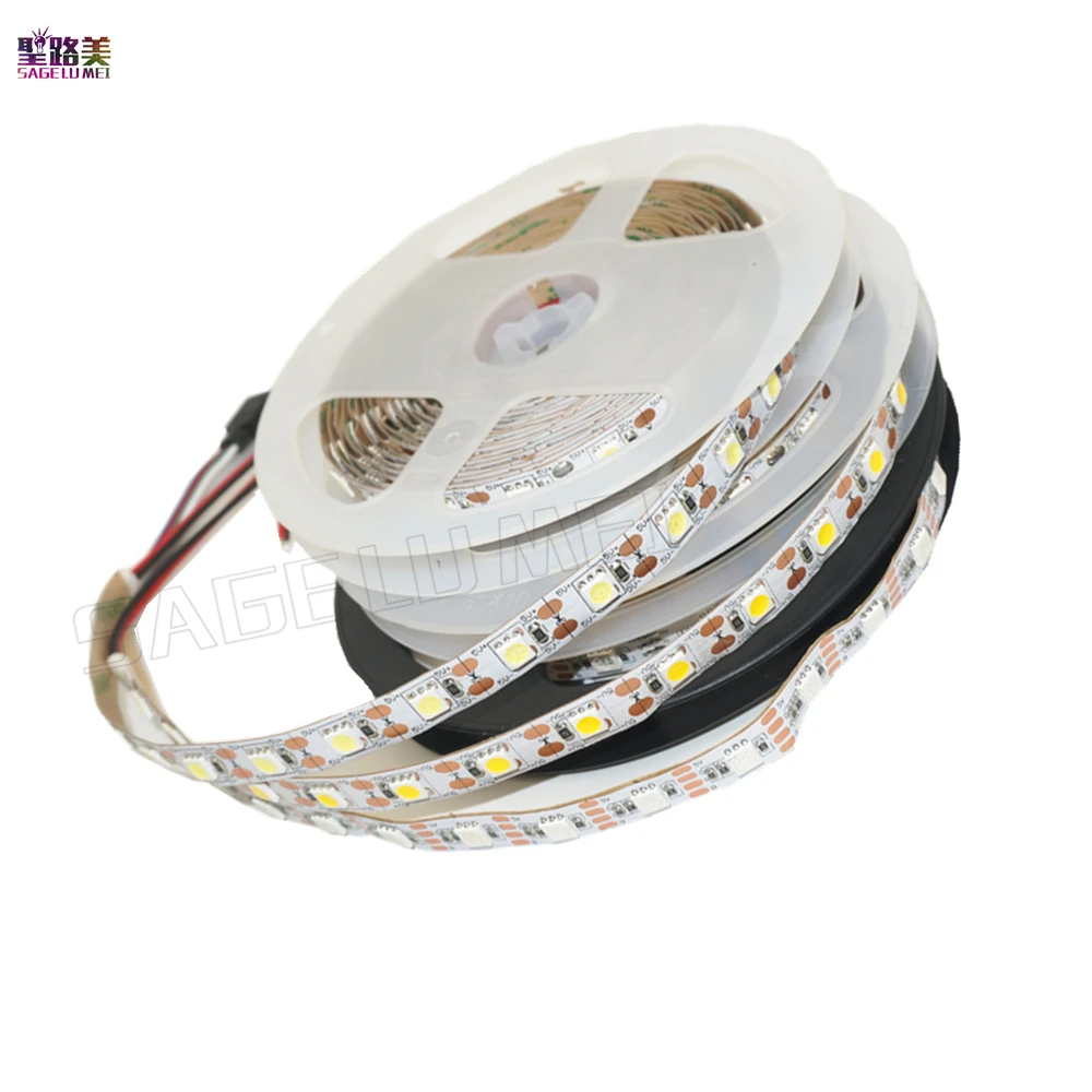 5 м/лот DC5V RGB/белый цвет гибкая светодиодная лента светильник 5050 SMD клейкая ТВ