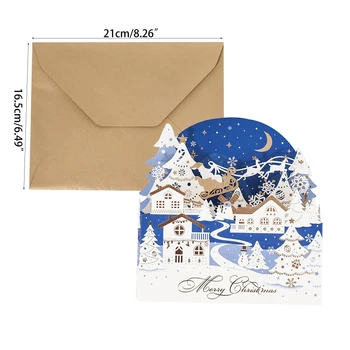 

Merry Christmas Greeting Cards with Envelopes and Snow H55A