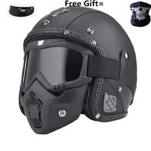 Profissional retro capacete da motocicleta óculos de proteção máscara vintave aberto rosto capacete cruz capacete disponível dot aprovado