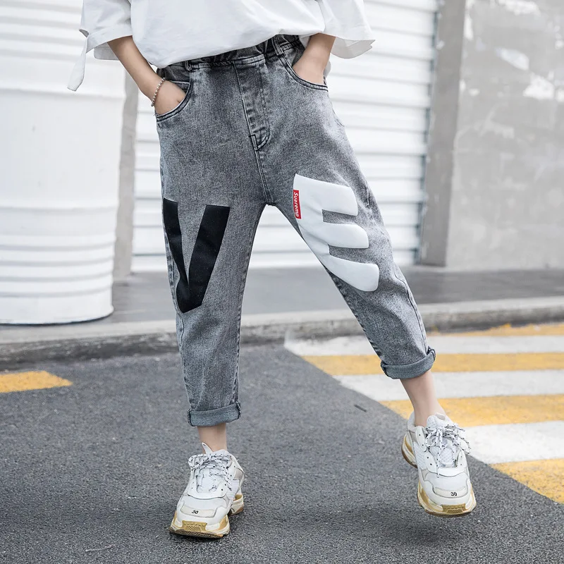 

Crawler 2019 Spring And Autumn New Style Childrenswear Girls Korean-style Western Style VE Jeans Children's Long Pants