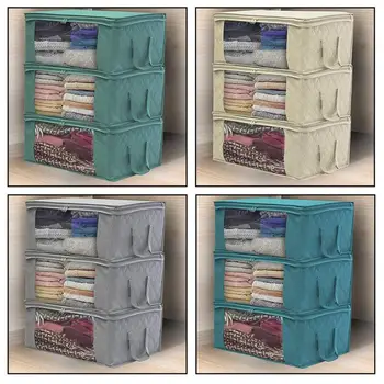 

Blue Grey Portable Blankets Bed Sheets Clothes Toys Sundries Books Storage Bag Carrying Handles Space Saving Bedroom Dorm Room