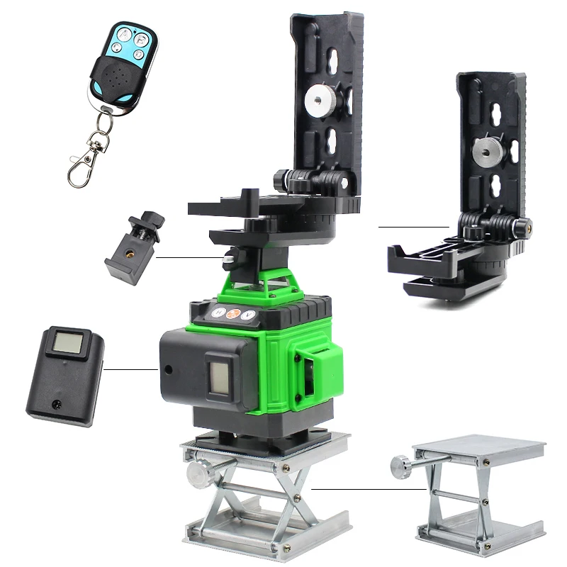 Green Laser Self-Leveling Level Meter 12 Lines or 16 Lines Laser Level Horizontal Vertical Measurement with Lifting Platform