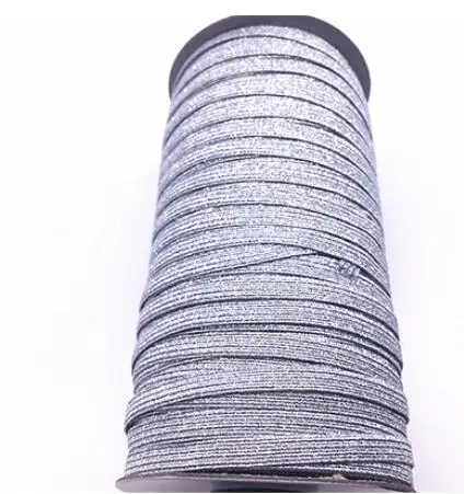 silver 3 мм, 6 мм, 1 см золото, серебристый, розовое золото, красная бронза, черная блестящая эластичная повязка, платье края одежды плоское Украшение DIY изнаночной эластичный пояс - Цвет: silver