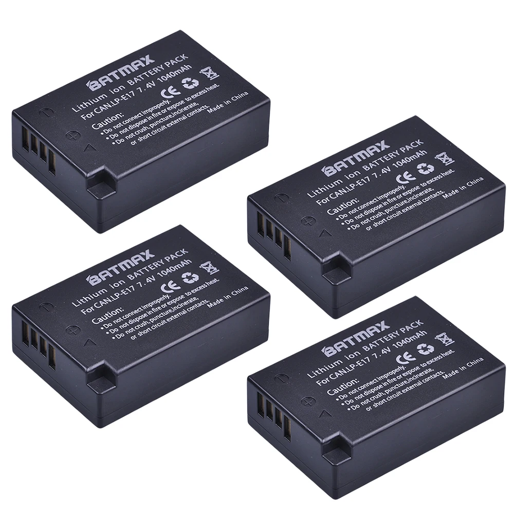 4 battery Batmax LP-E17 LP E17 LPE17 Батарея+ USB Dual Зарядное устройство для цифровой однообъективной зеркальной камеры Canon EOS M3 M5 M6 750D 760D T6i T6s 800D 8000D поцелуй X8i - Цвет: 4 battery