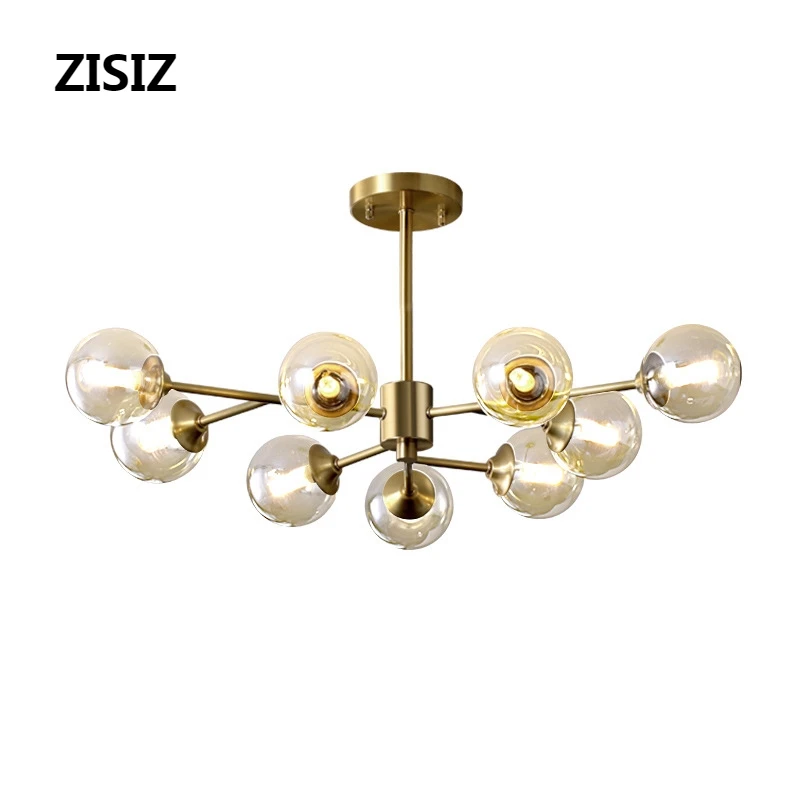 

Lamparas Nordic Copper G9 LED Chandelier Lighting for Living Room Home Warm Glass Molecular Hanging Lights Bedroom Hanglamp