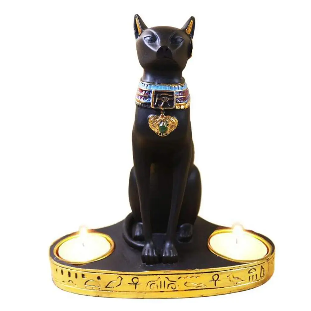 

Egyptian Cat Ornament Candlestick European Style Innovative Resin Cat God Best Living Room Study Office Decoration