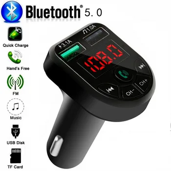 

Car Fm Wireless Bluetooth 5.0 Hands-free Kit FM Transmitter Car MP3 Radio Adapter 2 USB Charger FM Modulator Car Accessories
