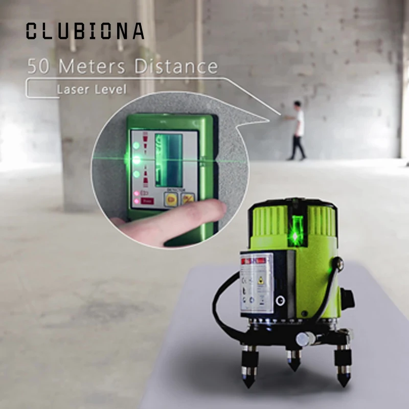 CLUBIONA зеленый и красный луч линии 360 градусов Поворотный наружный режим-приемник и наклон slash доступен автоматический линейный лазерный уровень