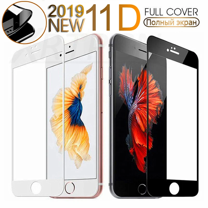 Закаленное стекло с изогнутыми краями 11D для iPhone 7 8 6 6S Plus, Защитное стекло для iPhone 11 Pro X XS Max XR