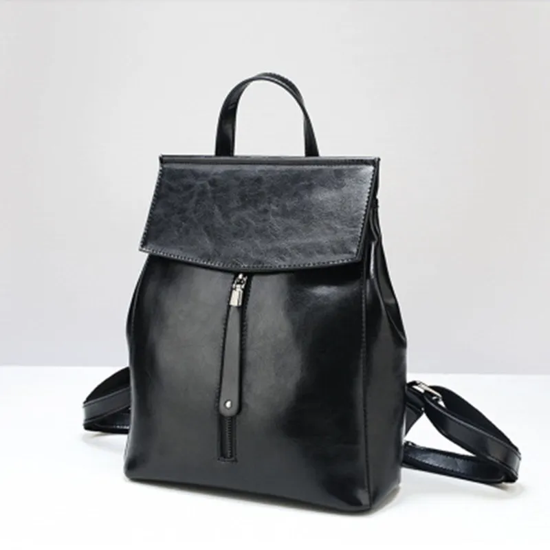 

Genuine Leather Women Bag New women's bag European and American fashion leather retro backpack Leather Backpack waterproof tidal
