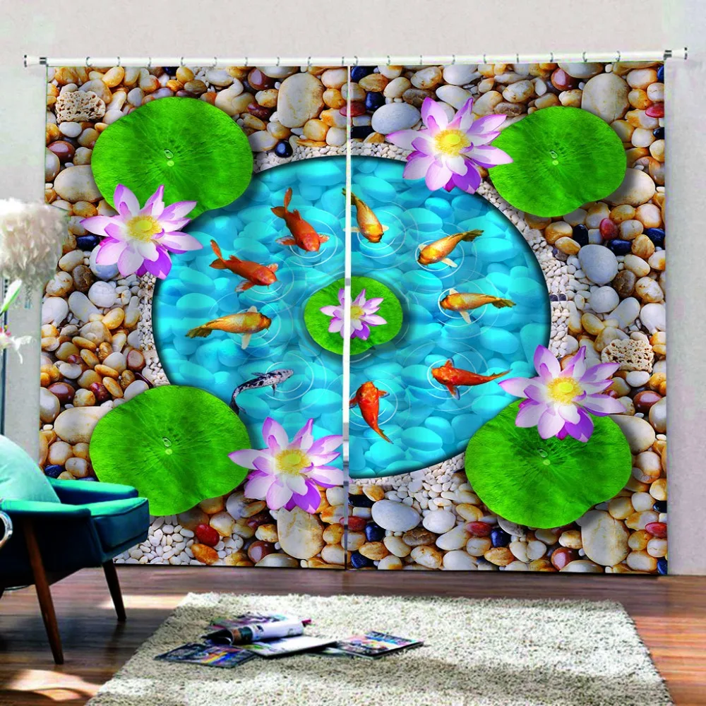 3d九鱼荷花鹅卵石地板画副本 (3)