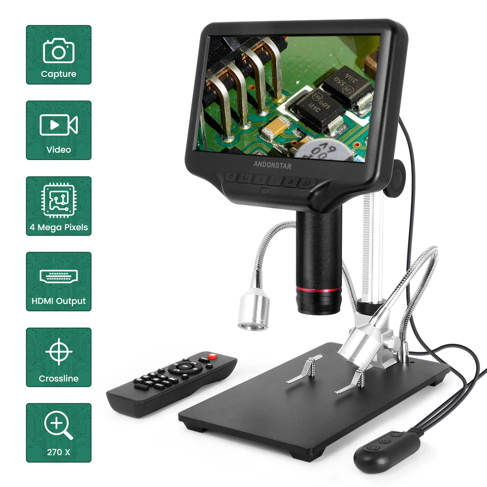 Andonstar AD407 7'' LCD Screen HDMI 3D Digital Microscope 260X Magnifier Portable SMT Soldering Tool PCB Inspection Phone Repair