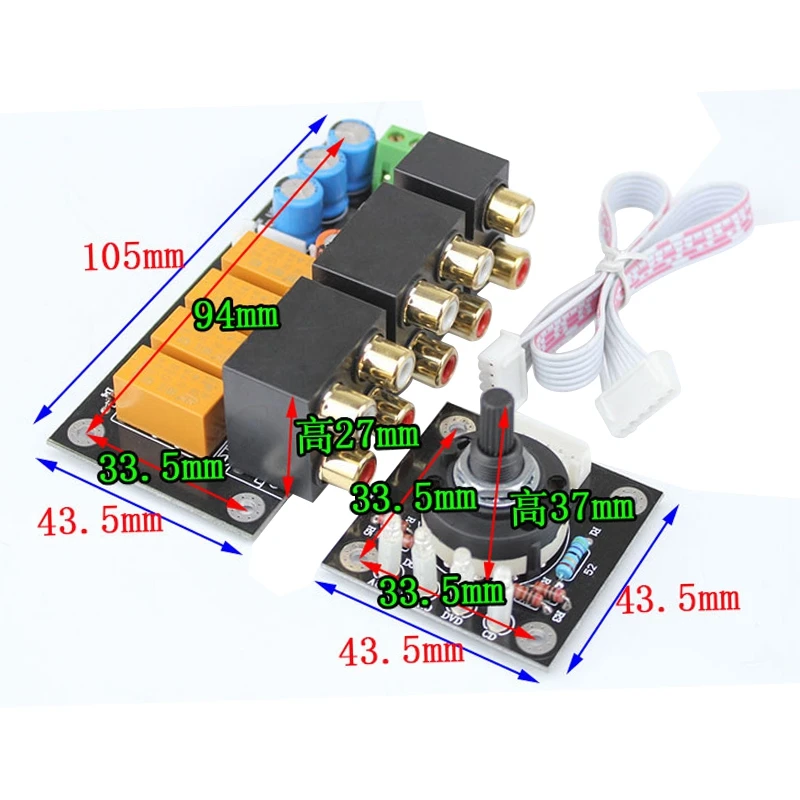 RCA Audio Switch Input Selection Board Lotus Seat Stereo Relay 4-Way Audio Input Signal Selector Switching Amplifier DIY