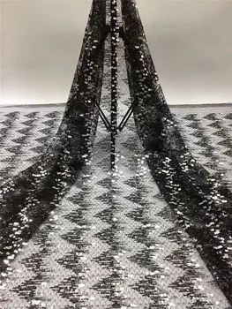 

Latest African Lace Fabric 2020 High Quality Lace French Milk Silk Lace Fabric With Sequins nigeria party dress FRF320