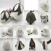 100% Natural Wool Felt Sauna Hat Russian Banya Cap Bath House Hat Head Protection Embroidered Leaves Pattern for Shower Unisex 2