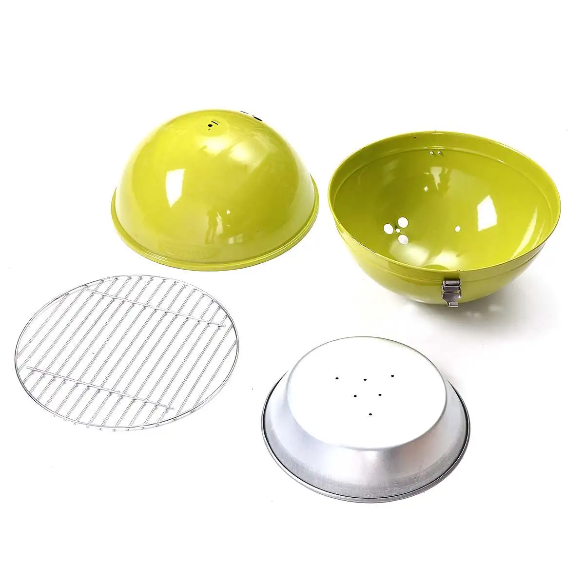 

Hot Portable Iron Kettle BBQ Grill Outdoor Camping Travel Charcoal Stove With Vent BBQ Accessories Cooking Tools Green 30x44cm