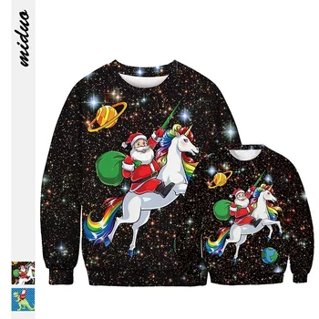 

Santa Claus Print Family Matching Winter Shirts Mother Daughter Sweaters Father Daddy Son Boys Clothes Family Look Pajamas