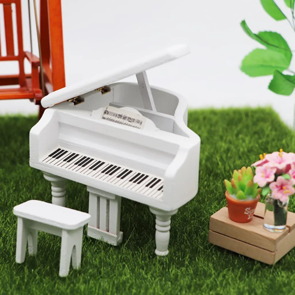 Simulation furniture toy TOP Miniature Wooden Grand Piano Mini Doll Furniture Model For 1/12 Dollhouse 6.26