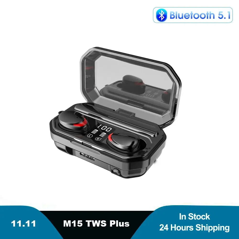 TWS M15 LED Display Bluetooth 5 1 Earphones with Charging Box Waterproof Earbuds Bluetooth Headphones Phone Accessories