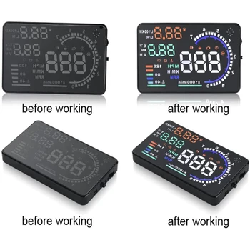 

5.5' A8 HUD Windscreen Projector OBD Scanner with Speed Fuel Warning Alarm Data Car Head Up Display