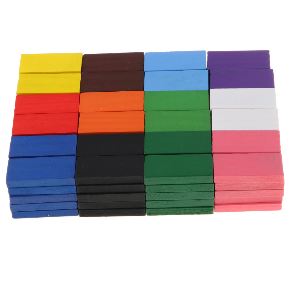 120pcs Wooden Tumbling Dominoes Games Dominos Blocks Toy Party Gift 12-Color