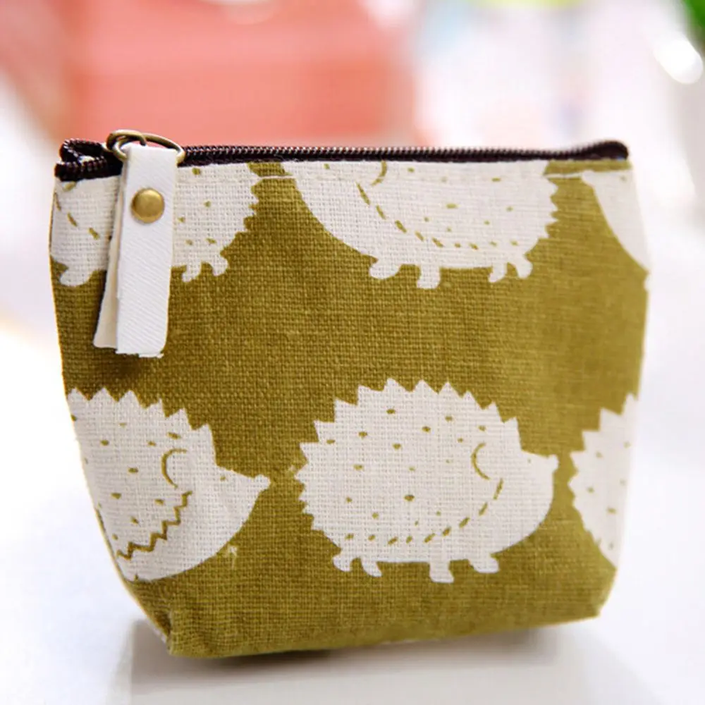 Новая женская сумка-кошелек на молнии, простая модная Холщовая Сумка для ключей с рисунком
