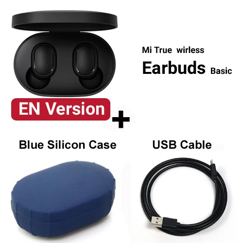 EN add Case Cable Inlock Xiaomi Redmi Airdots Xiaomi Беспроводные Наушники управление голосом Bluetooth 5,0 контроль шумоподавления - Цвет: EN add Case Cable