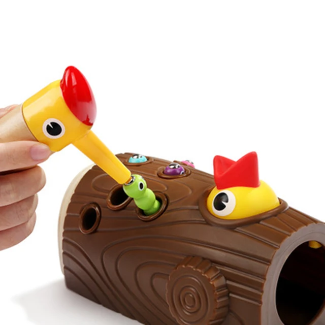 US $20.29 Woodpecker Catch Worms Game Magnetic Wooden Toys Kids Early Educational Toy For Children Baby Learn