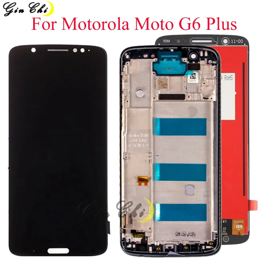 Для Motorola Moto G6 плюс ЖК дисплей сенсорный с рамкой для XT1926 5 9 &quotновый