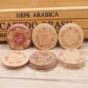 

50PC/lot white /kraft printed Thank you Gift Tags For Wedding Birthday Cake Party Price Garment Label Hang tag