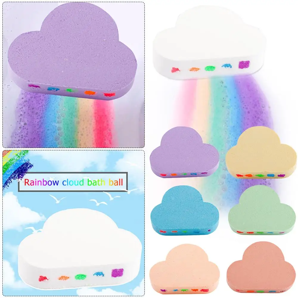 

1PC Rainbow Cloud Bubble Salt Bomb Ball Bath Shower Nourishing Jasmine/Rose/Lavender/Bergamot Essential Oil Home Cleaning Tools