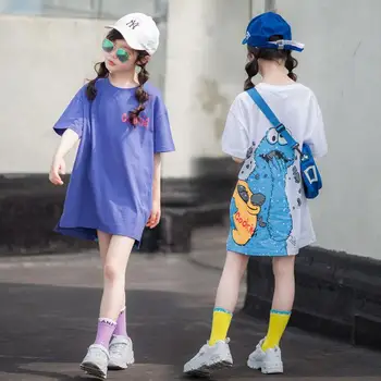 

Girls T-shirt summer short-sleeved tide children's clothing Western style cotton top cartoon baby girl dress