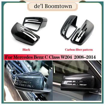 

For Mercedes Benz C Class W204 2008 2009 2010 2011 2012 2013 2014 RearView Mirror Case Cover Carbon fiber pattern Black Cover