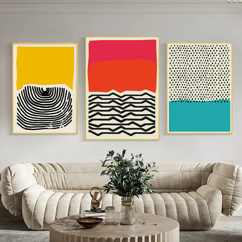 

Modern Multicolored Red Blue Abstract Geometric Wall Art Canvas Painting Picture Poster and Print Gallery Living Room Home Decor