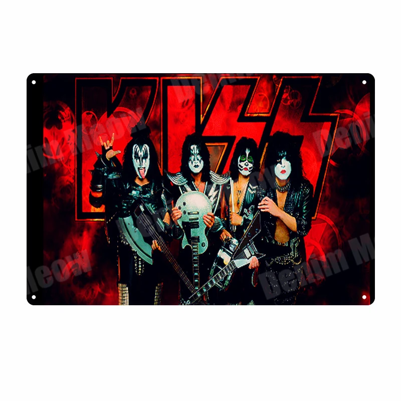 Kiss Band табличка винтажная металлическая жестяная вывеска домашний бар Паб Клуб декоративные металлические тарелки музыка рок наклейки на стену железный Арт плакат MN5 - Цвет: K