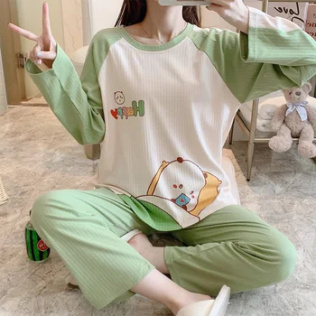 

JRMISSLI Ladies Cotton Sleeping Double Long Pajamas Ladies Pajamas Femme Pajamas Ladies Pajamas Pijama Feminino Pajamas Ladies