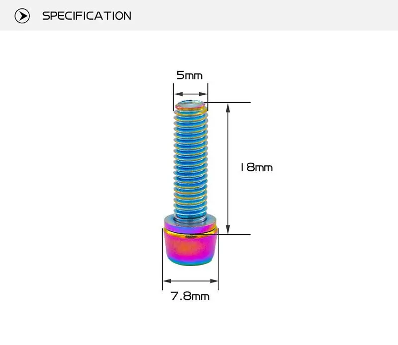 PASS QUEST Titanium-plated bright color Mountain road bike handle screw m5*18mm 304 stainless steel 6 one pack Accessories screw