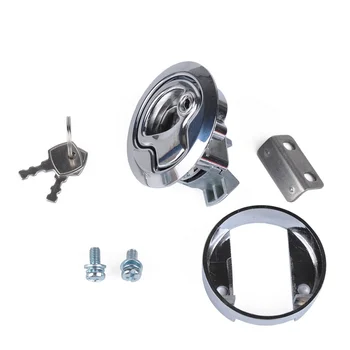 

Marine Grade Chrome 2" Flush Pull Slam Latch for Boat Deck Hatch 1/4" Door - Locking Style Silver with Key Lift Slam Latch Hard