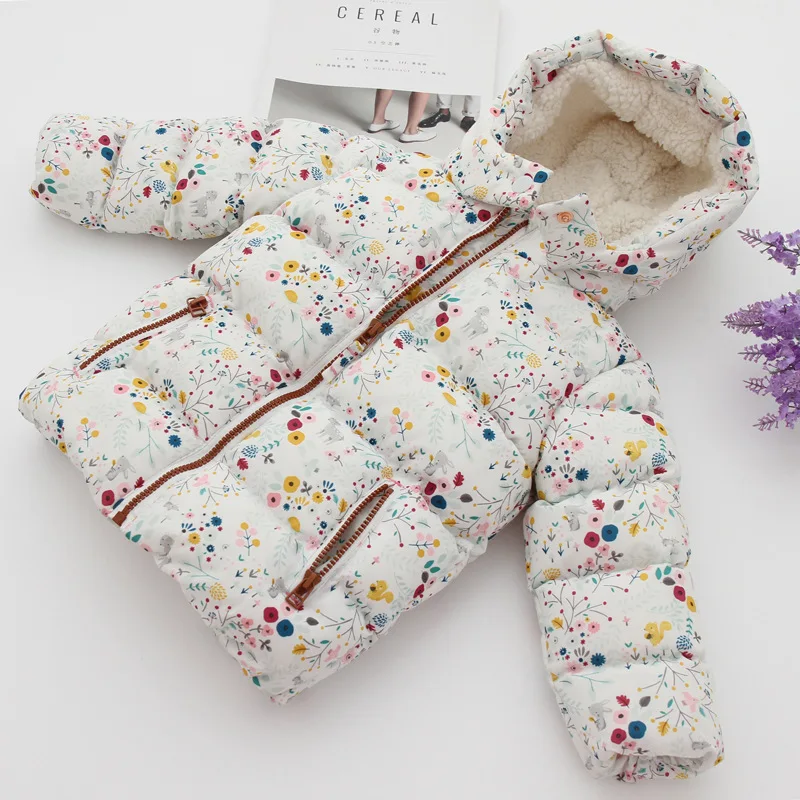 

Selected] Korean-style Girls Hand Cotton Thick Lamb's Wool Mid-length Floral-Print Cotton-padded Clothes Girls Padded Cotton Cl
