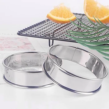

4Pcs Double Rolled TartRings Stainless Steel English Muffin Rings Professional Crumpet Rings-35