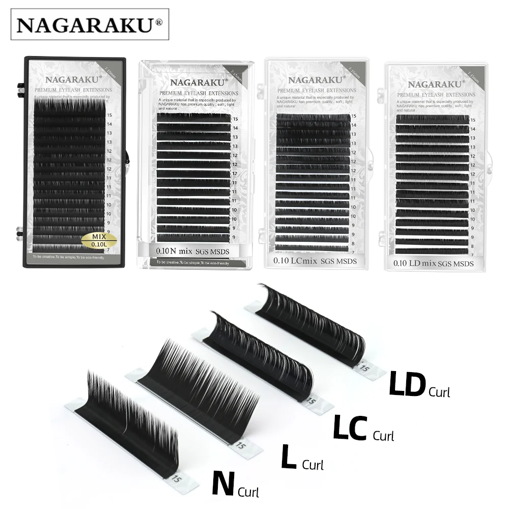 NAGARAKU Mix Eyelash Extension Makeup L LC N Curls 7-15mm 16 Lines Synthetic Mink Individual Eyelashes High Quality Lashes | Красота и