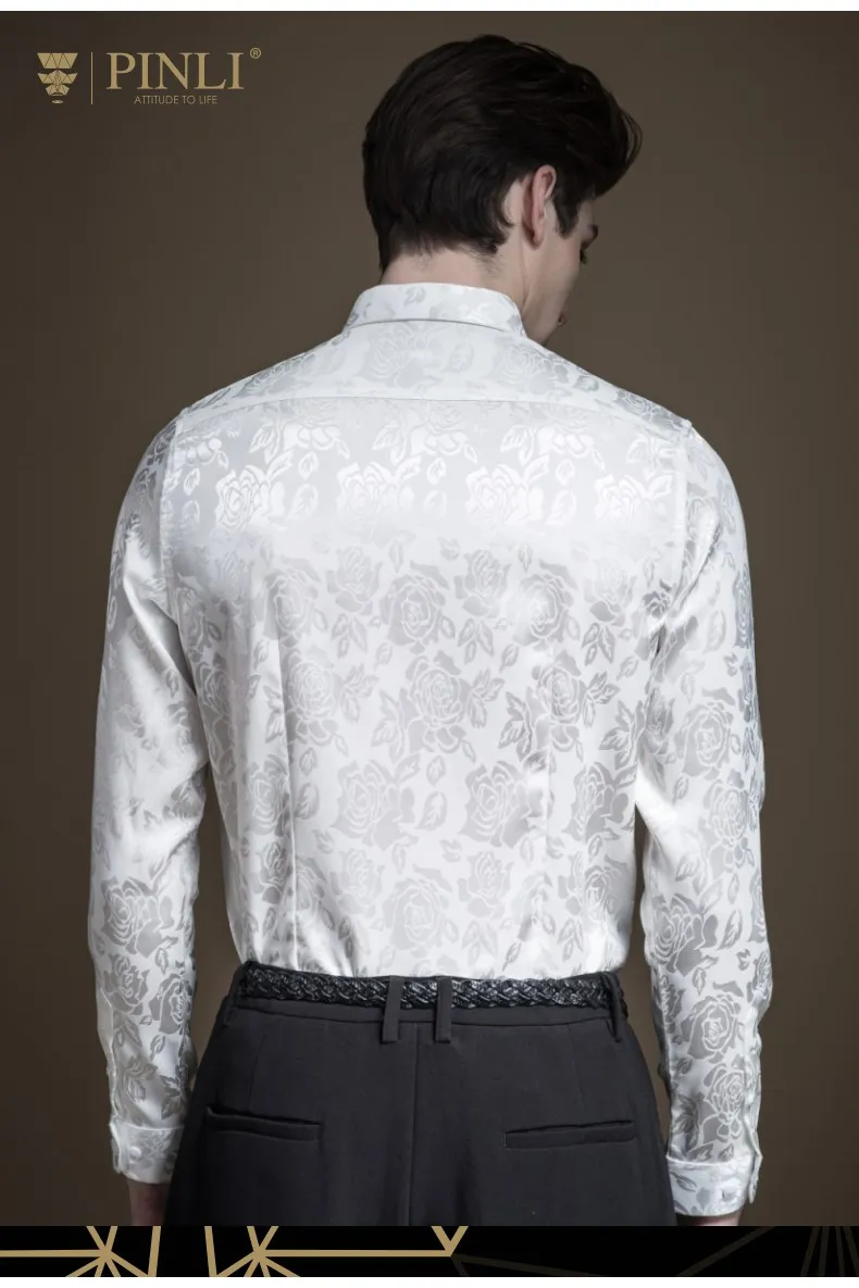 Camisa Social Лидер продаж Masculina Camiseta Pinli осень Новая Мужская квадратная жаккардовая тонкая рубашка с длинными рукавами B193413233