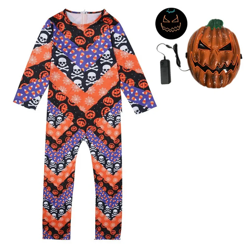 Halloween Costume Boy Girl Costumes LED mask Pumpkin man skin Outfit Children Kids Clothes for Halloween Cosplay Party Cape Halloween Costume Boy Girl Costumes LED mask Pumpkin man skin Outfit Children Kids Clothes for Halloween Cosplay Party Cape