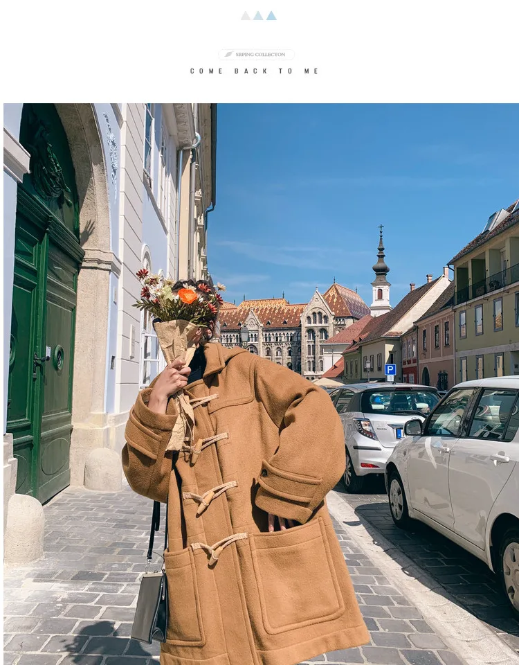 Фотосессия шик по возрасту для любителей литературы и искусства Зеленый средней длины с капюшоном Deconstructable переключения шерстяное пальто студент