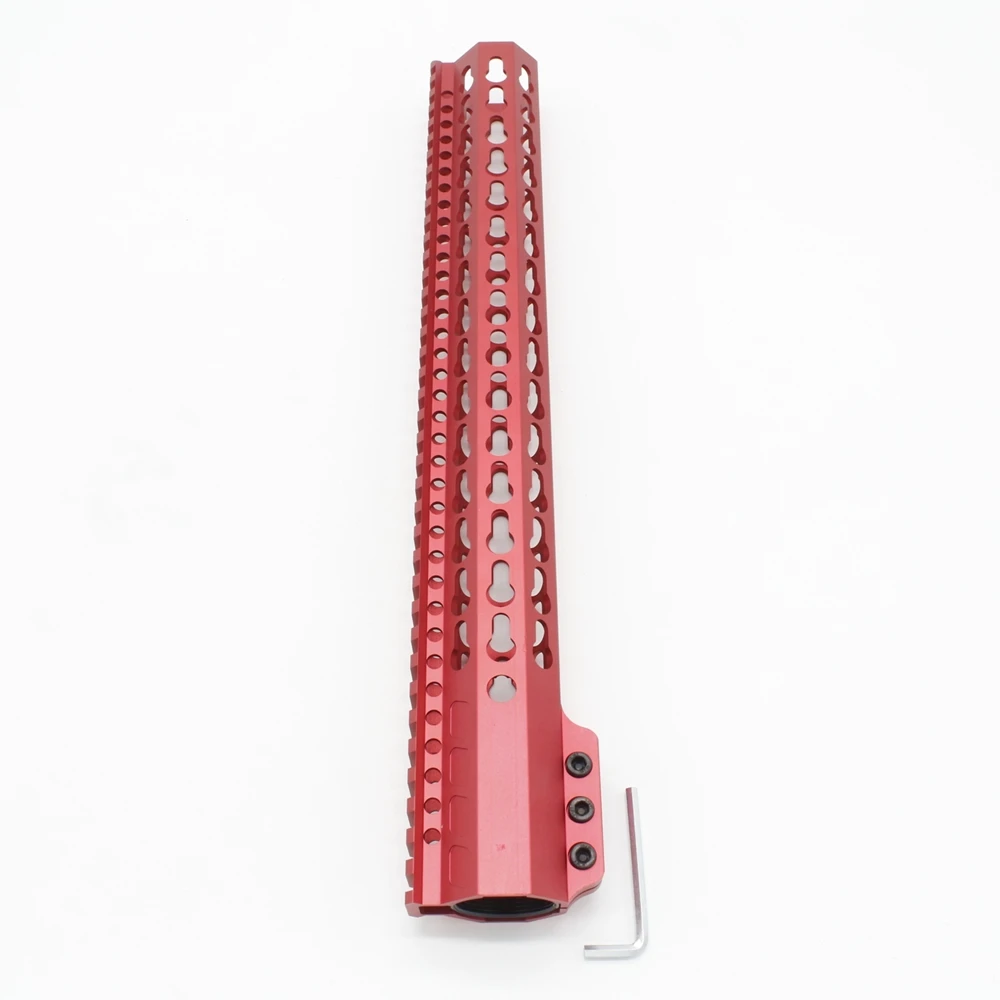 15inch Red Color Зажимной Стиль 15 ''дюймовый Тактический свободный поплавок KeyMod Handguard рейка Крепление подходит. 223 винтовка Охотничьи аксессуары - Цвет: 15inch Red Color