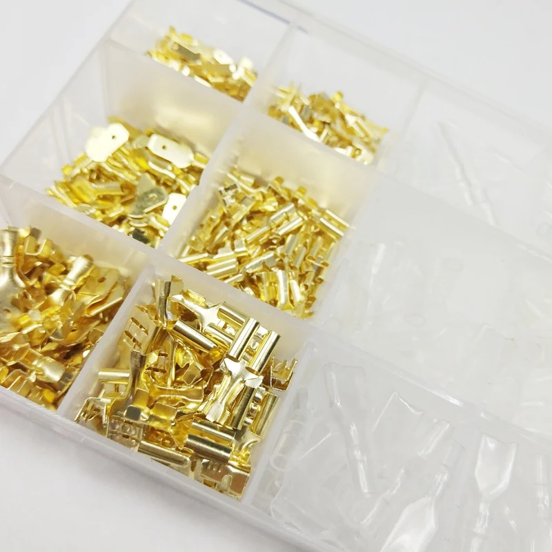 601Pcs Bare Plug Spring Gold with Sheath Cold Clamp Spring Terminal Cold Clamp Wire Connector Crimp Boxed Kit