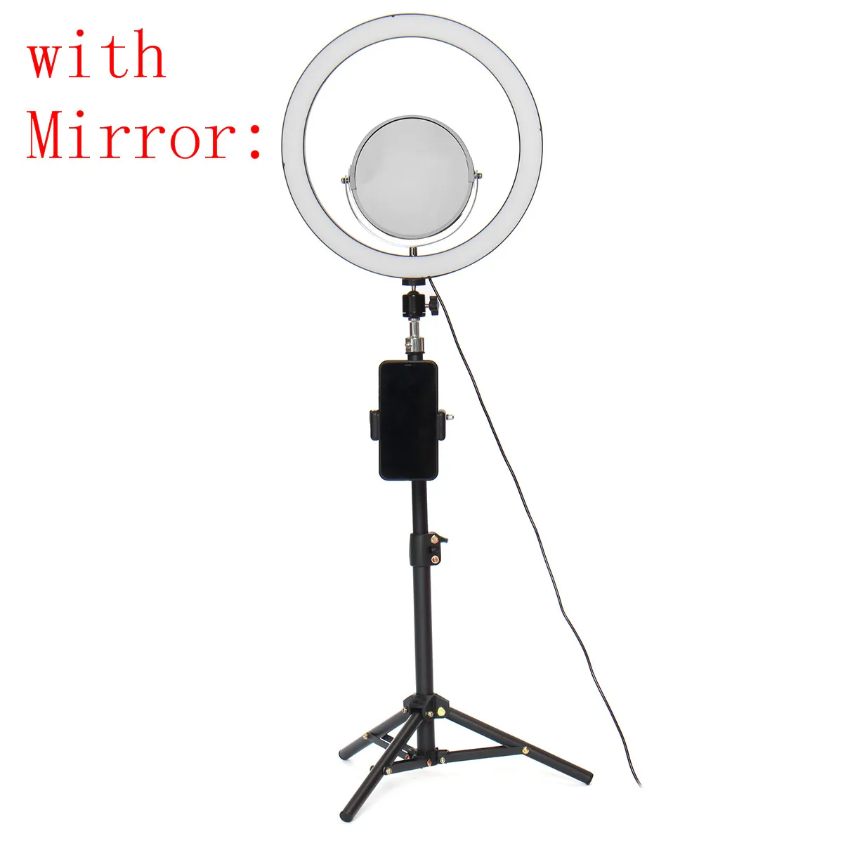 Freya Ring Light 63 см bluetooth фотография с регулируемой яркостью светодиодный селфи Фотостудия Свет 2800-6500K USB порт макияж кольцо огни+ зеркало - Цвет: Черный