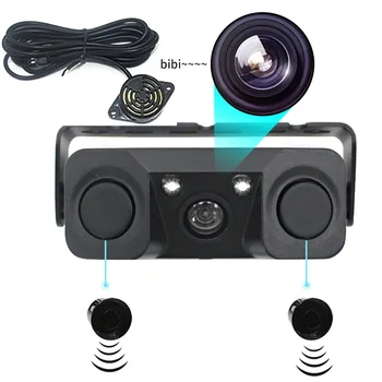 

HD Night Vision Car Reversing Radar Rearview Camera Waterproof Parking Sensors 3 in 1 Backup Radar Monitor System Sound Alarm