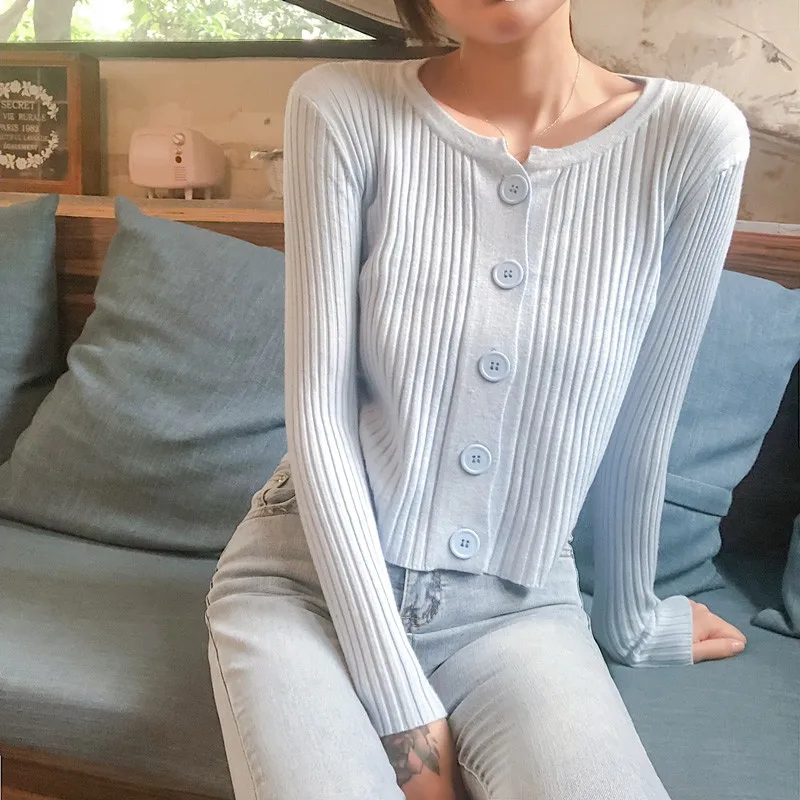 

Autumn Solid Women Cardigans 2019 Fashion Slim Ladies Long Sleeve Knitted Sweater Female Casual V-neck Buttons Sweaters