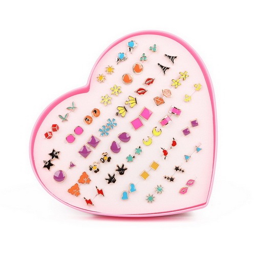 Multi-style Colorful Animal Heart Star Moon Geometric Crystal plastic Stud Earring Set For Women Girls Jewelry Gifts
